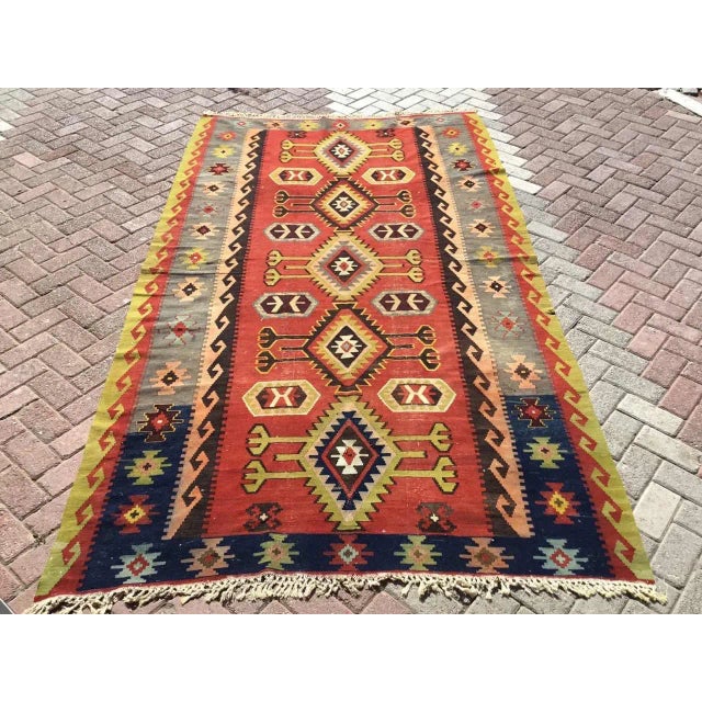 Vintage Turkish Kilim Rug - 66" X 116" For Sale - Image 11 of 11