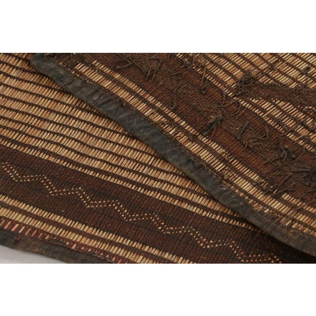 Beige Vintage Tuareg Mat, Beige-Brown With Bold Tribal Geometric Motifs - Rug & Kilim For Sale - Image 8 of 10
