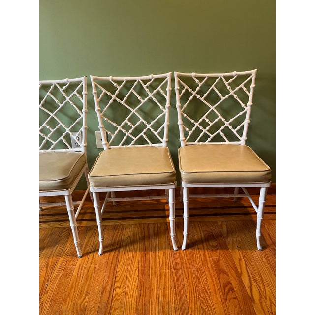 Mid-Century Modern 1960s Phyllis Morris for Kessler Wrought Iron Faux Bamboo Dining Chairs - Set of 4 For Sale - Image 3 of 11