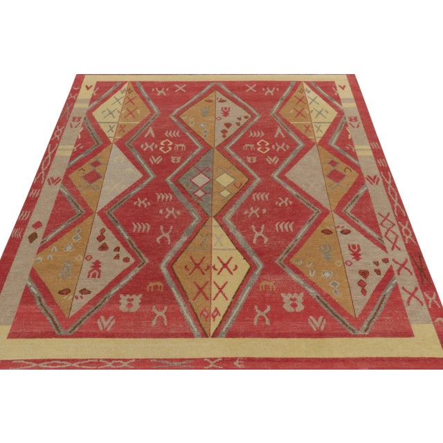 Tribal Rug & Kilim’s Distressed Yuruk Style Rug in Red, Beige & Gray Geometric Patterns For Sale - Image 3 of 7