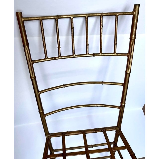 Vintage Gilt Iron Faux Bamboo Chair Made in Spain For Sale In New York - Image 6 of 12
