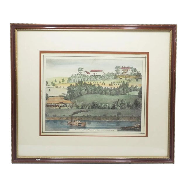 Aquatint Lithograph William Payne Homestead Monongahela River Near Pittsburgh For Sale