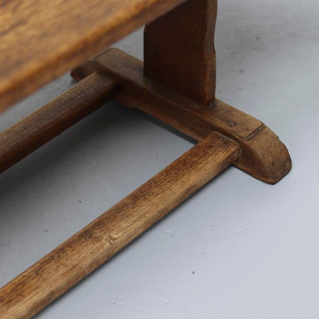 Rustic Antique Oak Coffee Table with Reclaimed Flax Base For Sale - Image 3 of 11