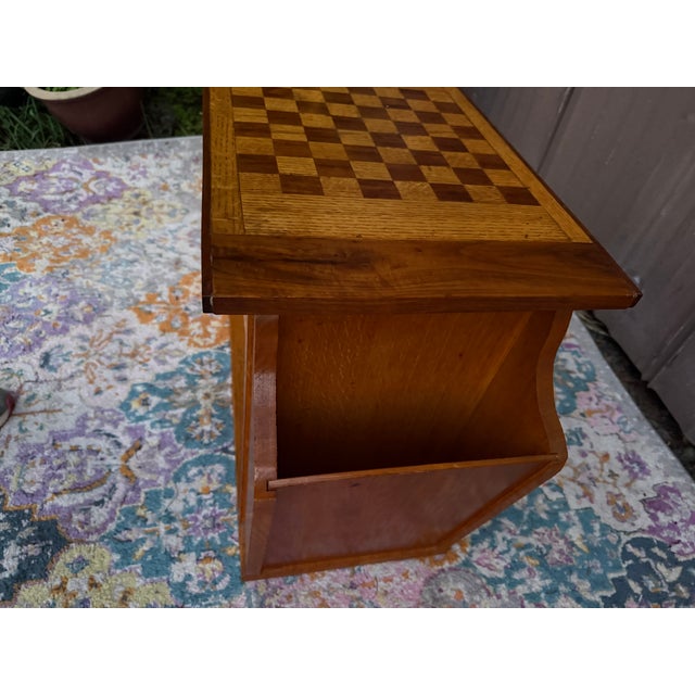 Mid-Century Modern Fun MCM Oak Chess/Checkers Game Table With Magazine Racks For Sale - Image 3 of 9