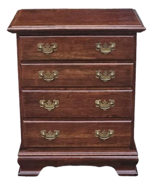 Late 20th Century Chippendale Style Cherry Four Drawer Bedside Chest