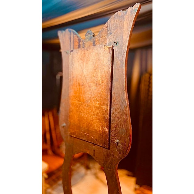 Antique Quarter-Sawn Oak Hall Tree With Mirror, Brass Hooks & Storage Bench For Sale - Image 9 of 9