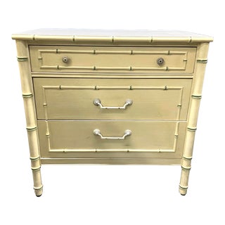 1970s Vintage Thomasville Faux Bamboo Oversized Nightstand/ Chest of Drawers For Sale