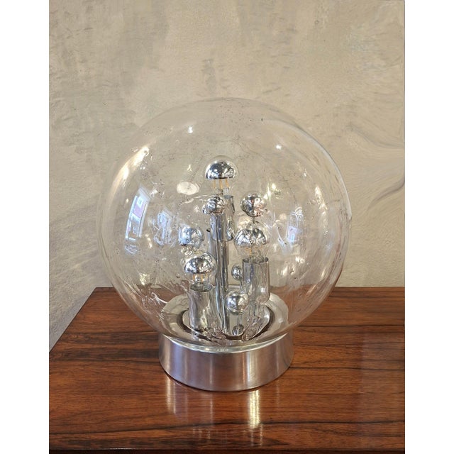Mid-Century Modern Hand Blown Bubble Glass Table Lamp from Doria Leuchten, 1970s For Sale - Image 3 of 6