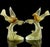Murano vintage, and gorgeous, hand blown white, deep golden amber and gold flecks Italian art glass playful birds on...