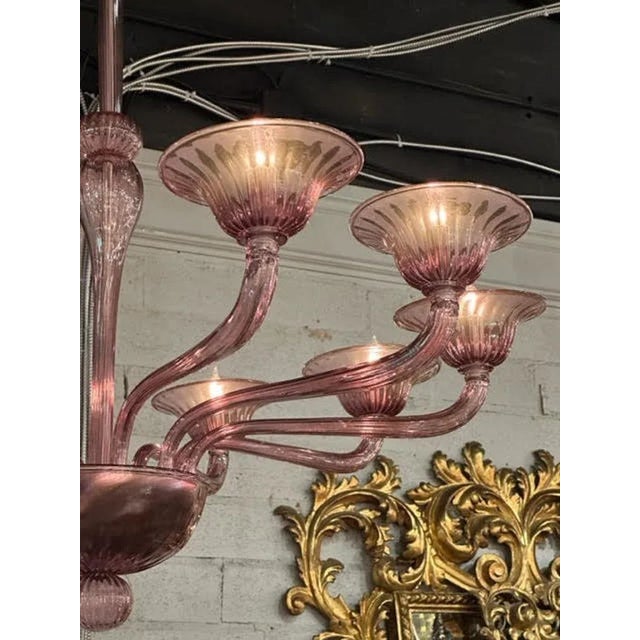 Modern Amethyst Murano Glass Chandelier With 10 Arms For Sale In Dallas - Image 6 of 7