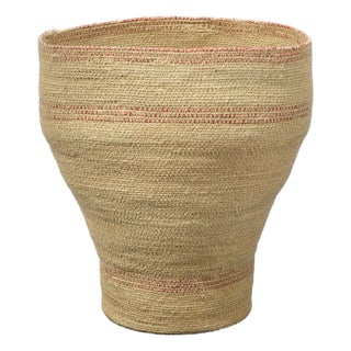 Jamie Young Trophy Basket in Seagrass with Orange Accents For Sale