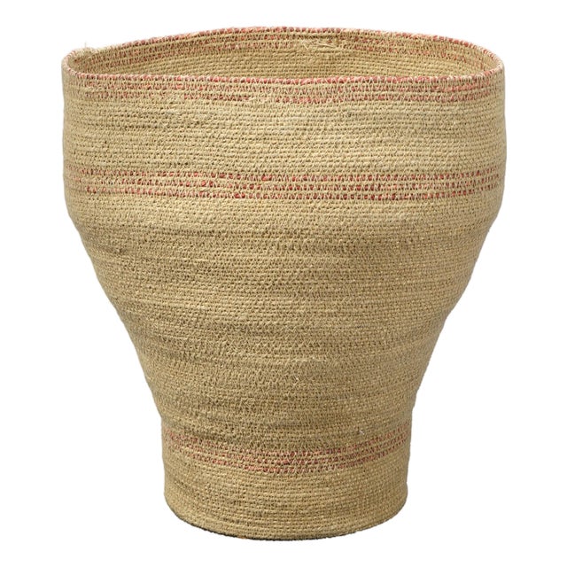 Jamie Young Trophy Basket in Seagrass with Orange Accents For Sale