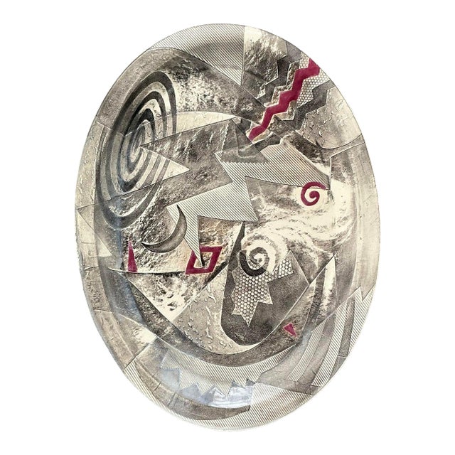 Vintage Postmodern Abstract Original Studio Pottery Tray For Sale