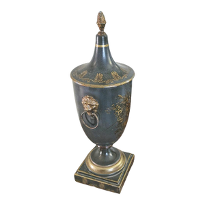 Antique Italian Regency Period Toleware Chestnut Urn With Cover, Signed