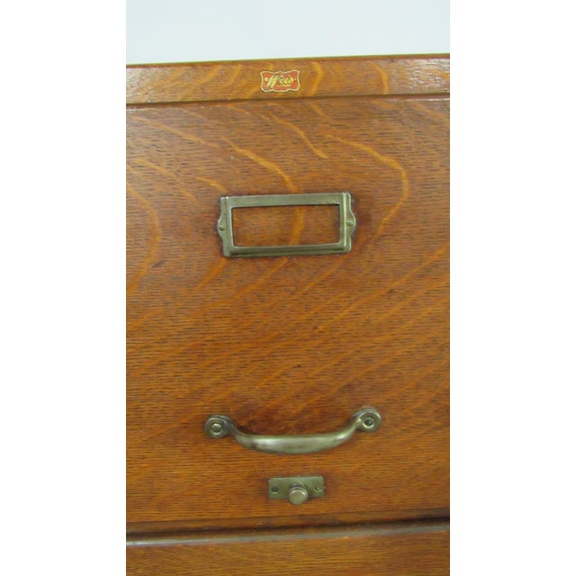 1980s Antique Oak File Cabinet Cupboard Rare Weis For Sale - Image 5 of 9