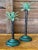Coastal Metal Patinated Palm Tree Candle Holders-Pair For Sale - Image 11 of 11