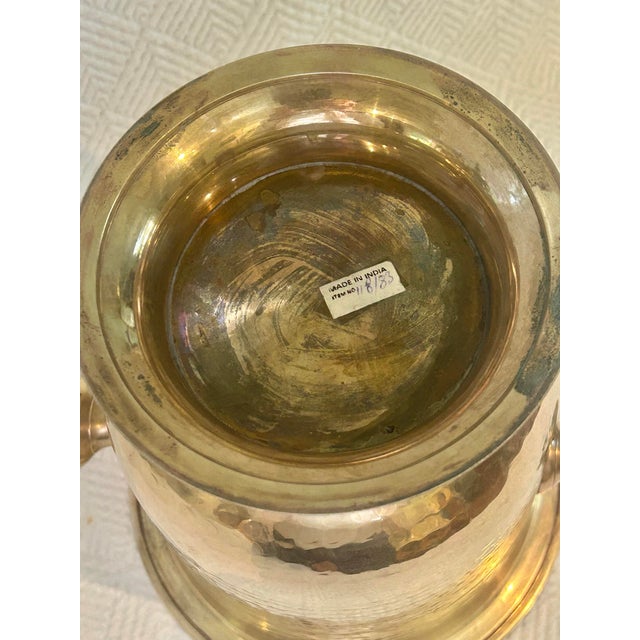 Brass Vintage Hammered Brass Wine Cooler With Knob Handles For Sale - Image 8 of 9