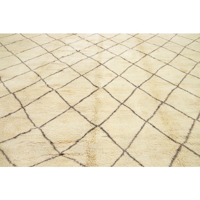 Tribal Modern Moroccan Style Oversize Wool Rug in Beige Color For Sale - Image 10 of 11