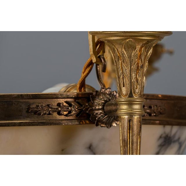 Early 20th Century French Empire Alabaster, Glass, and Bronze Six-Light Chandelier, 1890s For Sale - Image 14 of 18