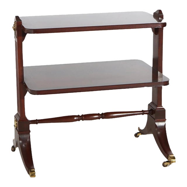 Baker Regency Style Mahogany & Brass Two-Tiered Server Signed, Early 20th Century For Sale