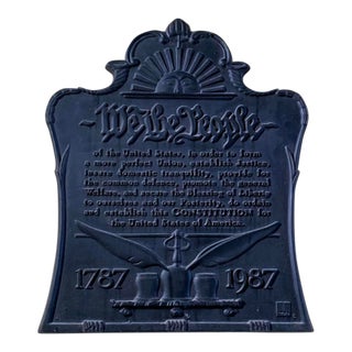 Vintage Commemorative Pennsylvania “We the People” Cast Iron Fireback For Sale