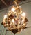 1930s French Toleware Gilt and Ceramic Flower 5-Bulb Chandelier, 1930 For Sale - Image 5 of 8