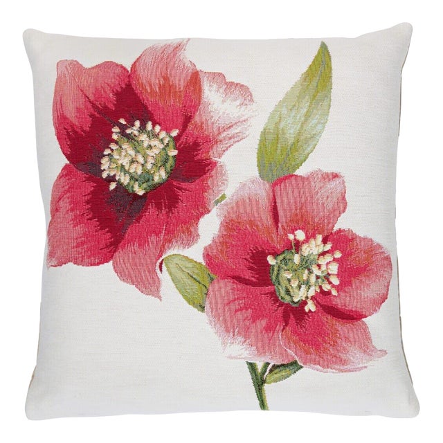 Hellebores in Bloom Tapestry Cushion With Feather Filler - 46 X 46cm For Sale
