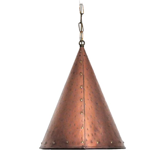 Cone Shaped Handmade Copper Pendant, 1970s For Sale