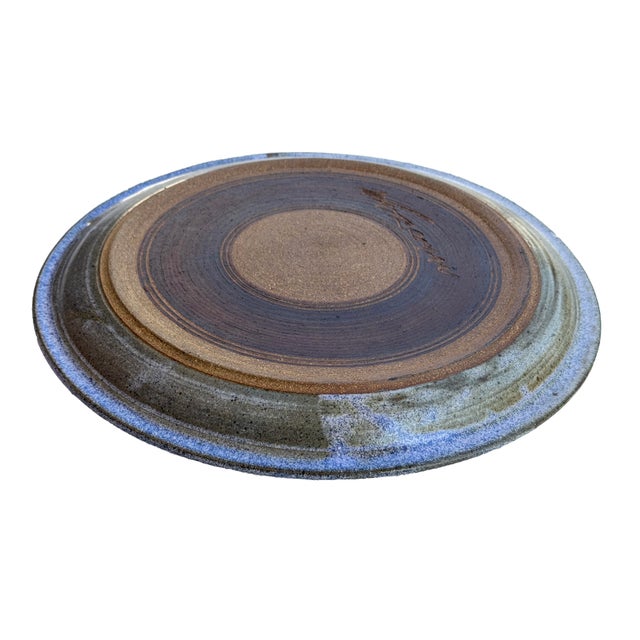 Modernist Mid-Century Stoneware Charger Signed by Waterman For Sale - Image 4 of 6