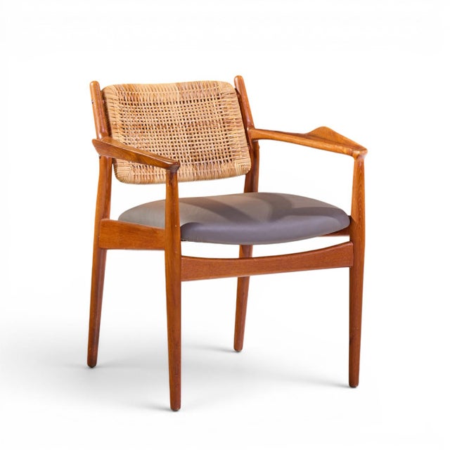 Arne Vodder for Sibast Model 51 Mid Century Danish Teak and Cane Dining Chairs - Set of 6 For Sale - Image 10 of 17