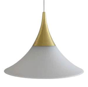 Space Age Semi Trumpet Pendant in Glass and Brass from Limburg