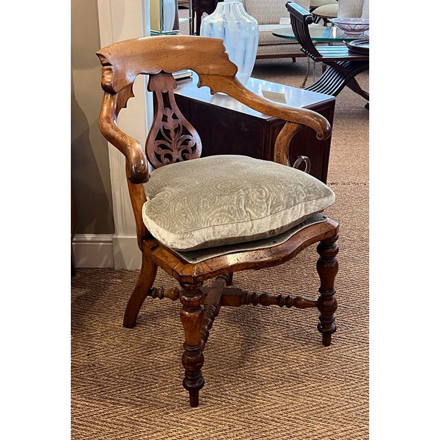 Late 19th Century English Yew Wood Captain's Chair For Sale - Image 10 of 10