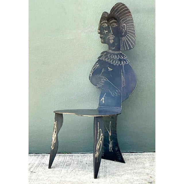 Vintage Robert Moore Cubist Figurative Steele Chair For Sale In West Palm - Image 6 of 12