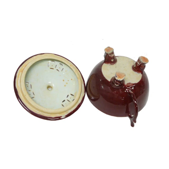 2010s Chinese Dark Brick Red Ancient Style Ding With Dragon Handles and Legs For Sale - Image 5 of 8