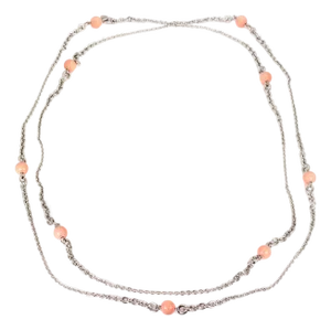 Chopard 18k White Gold Coral Beads Sautoir 46" Long Chain Necklace w/Cert