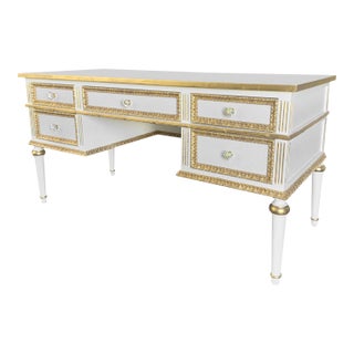 Luxury Whisper White Marcheline Desk With Gold Gilding For Sale