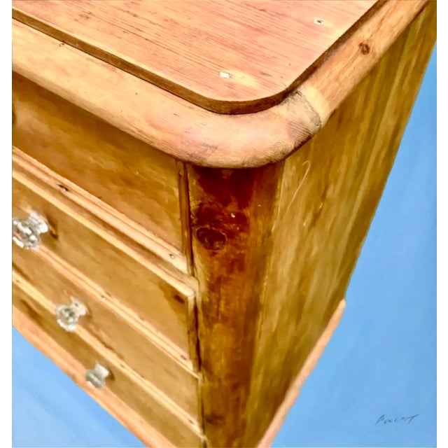 19th C. English Signed Scrubbed Pine Commode For Sale - Image 4 of 12