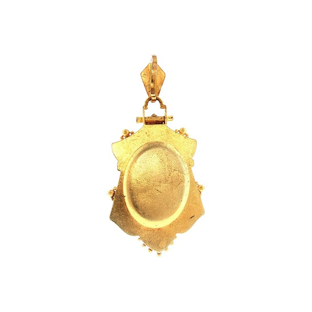 Late 19th Century Victorian 14k Bloomed Gold Seed Pearl Ornate Locket For Sale - Image 4 of 5