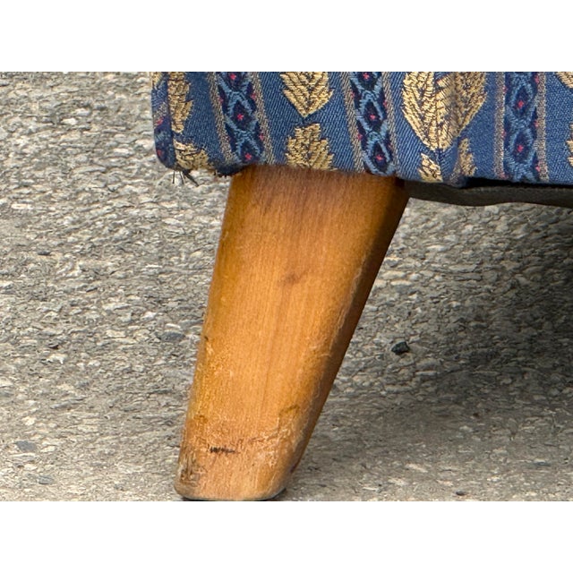 Vintage Mid Century Modern Dunbar Style Low Profile Sofa on Splayed Wood Legs 73” For Sale - Image 9 of 12