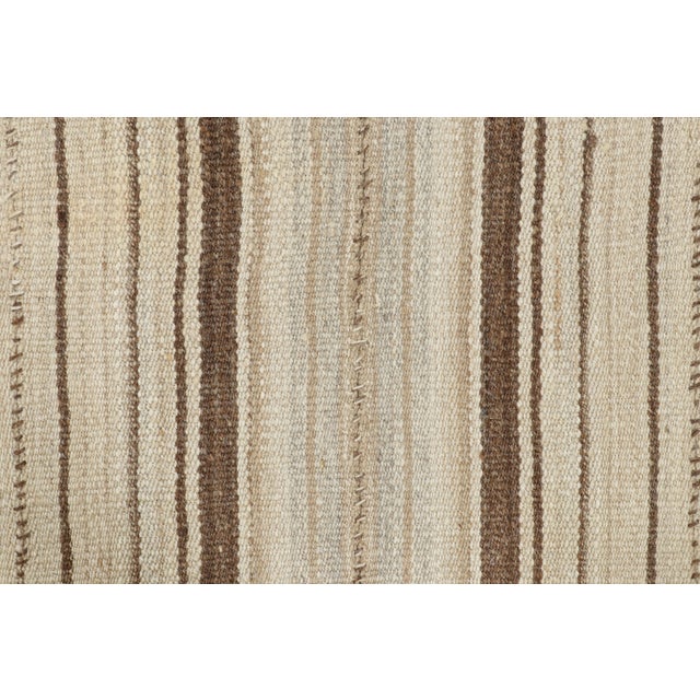 Rug & Kilim Vintage Persian Kilim in White With Brown Stripes - Rug & Kilim For Sale - Image 4 of 7