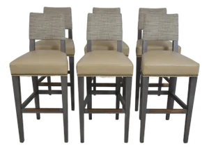 Set of 6 Lee Faux Leather Seat Bar Stools