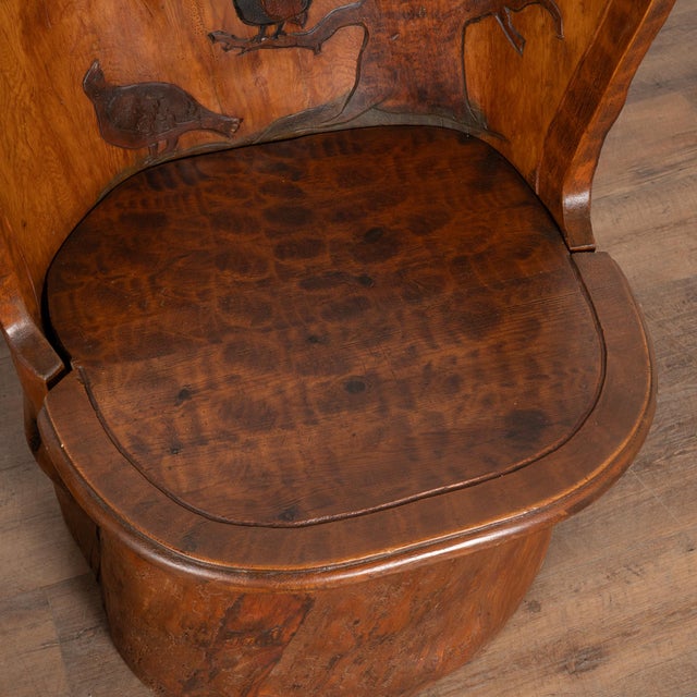 Pair of Early 20th Century Hand-Carved Log Stools “Kubbestol” With Turkeys For Sale - Image 10 of 16