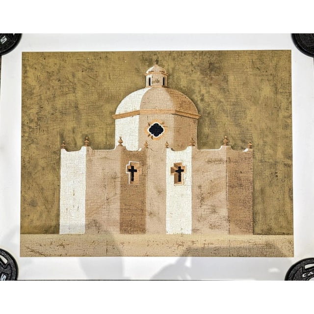 Screen print of Jacques Lamy painting of a minimalist cathedral. Nice quality print on heavy paper. Dimensions are: 36"...