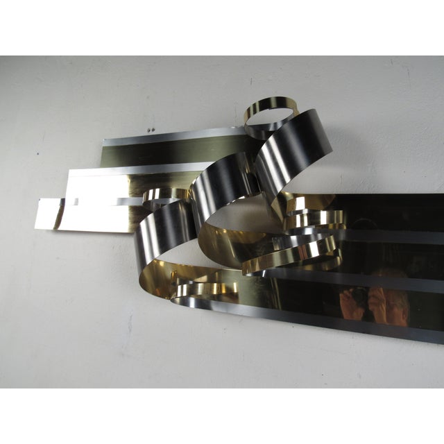 Metal 1980s Mid-Century Curtis Jere Metal Ribbon Wall Art For Sale - Image 7 of 12