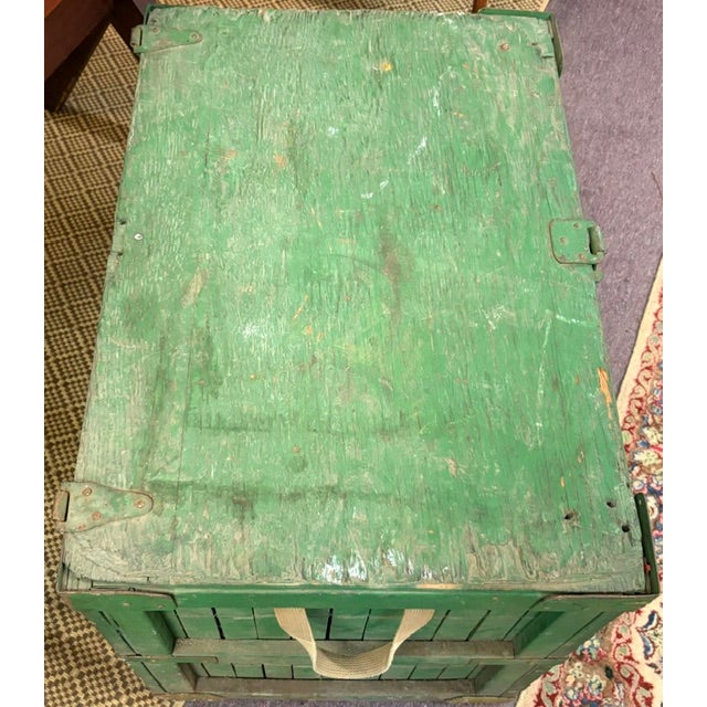 Green Primitive Folk Art Green Painted Trunk or Hinged Storage Trunk, Chest For Sale - Image 8 of 8