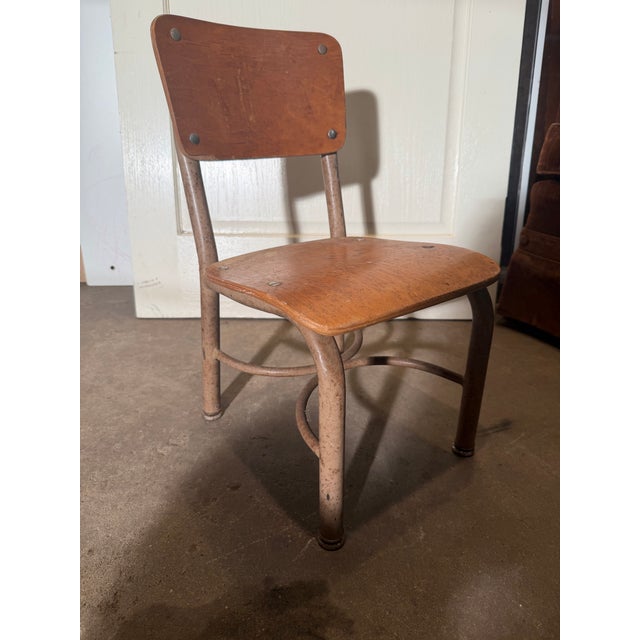 Rustic Mid 20th Century Irwin School Chair For Sale - Image 3 of 11