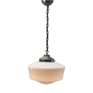 Dutch Pendant Lamp with Opaline Shade, 1930s For Sale