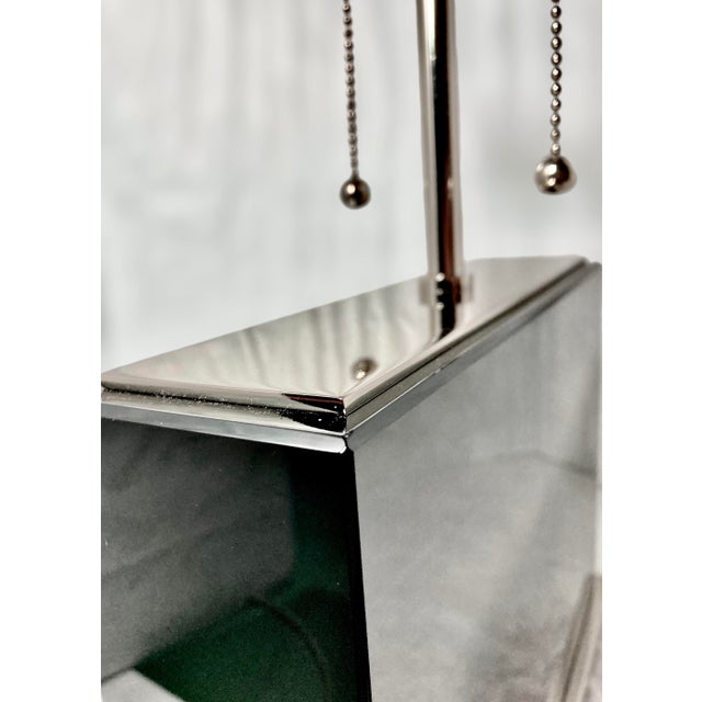Williams Sonoma Wide Black Crystal Block Lamp – Polished Nickel Hardware For Sale - Image 12 of 18