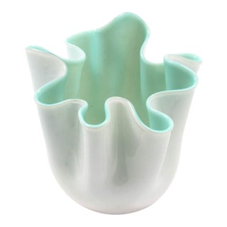 Vintage Hand-Blown Handkerchief Murano Glass Vase For Sale