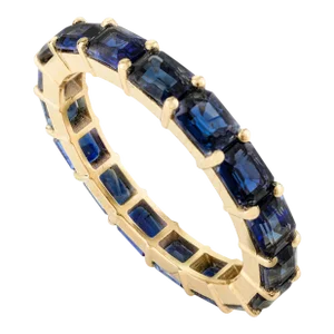 Baguette Cut East & West Blue Sapphire Full Eternity Band Size 7
